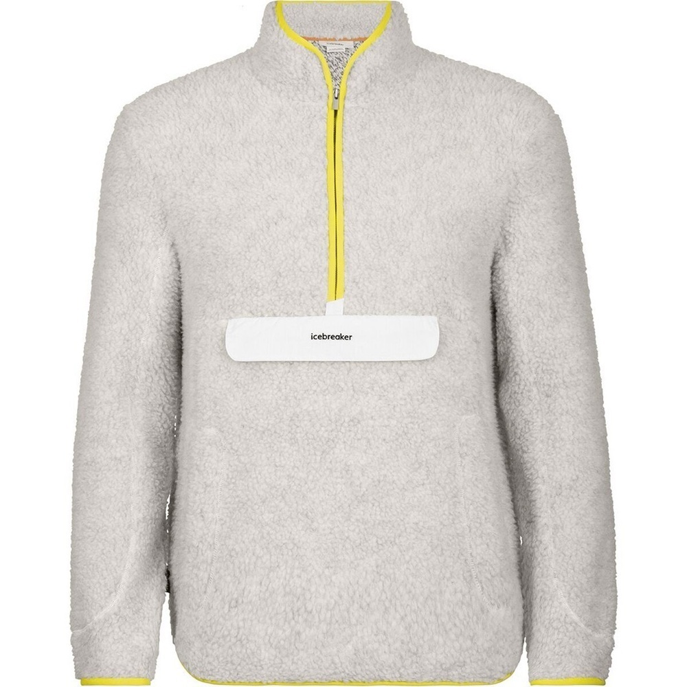Icebreaker Cream Sherpa Fleece Pullover with Yellow Trim